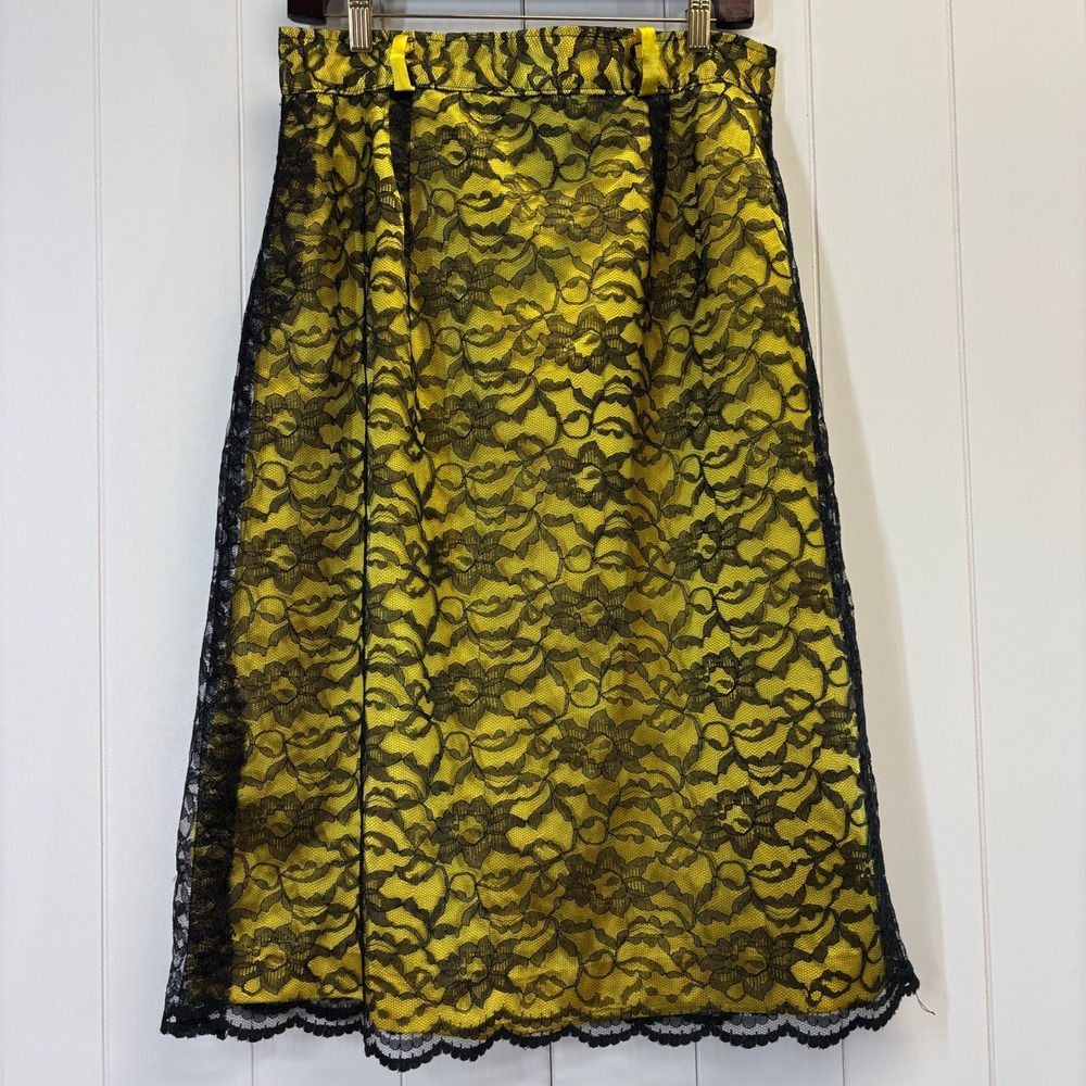 Handmade Women Fairy Grunge Maximalist Lace Overlay Midi Skirt Size M Whimsigoth